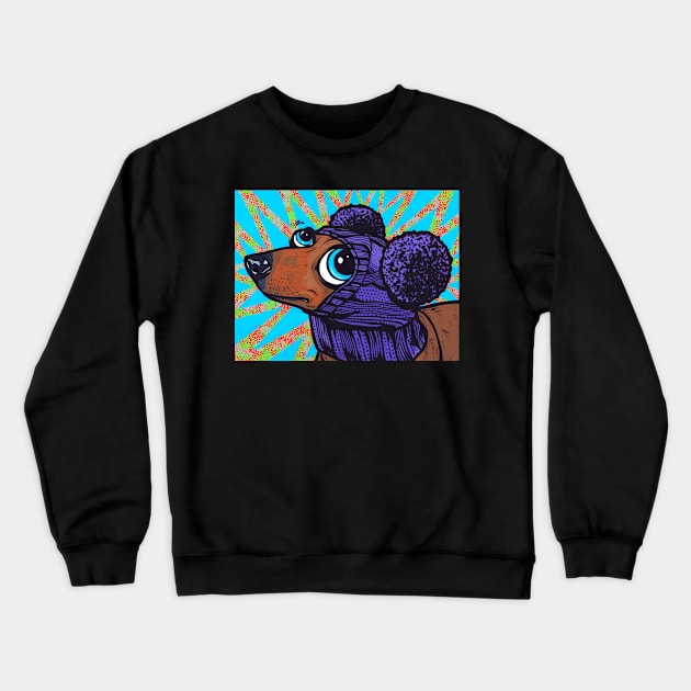 Dachshund Pom Pom Crewneck Sweatshirt by turddemon